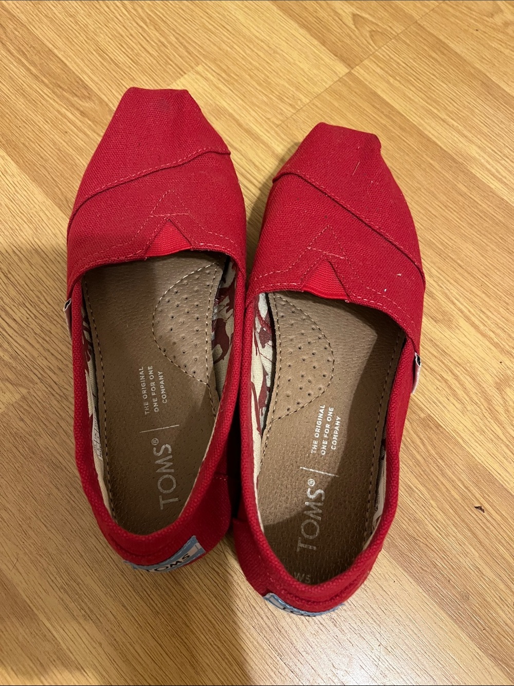 Toms Red Canvas Slip-On Flats